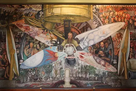 Diego Rivera, „Žmogus, visatos valdovas“, 1934 m. atkurta versija. Meksikas