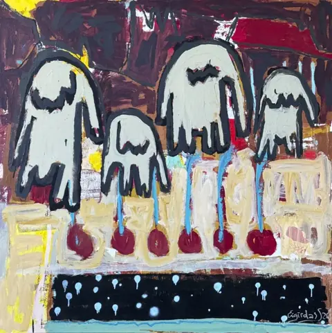 Eigirdas Scinskas, „Rolling Elephants“, 2026, akrilas, 190 × 190 cm