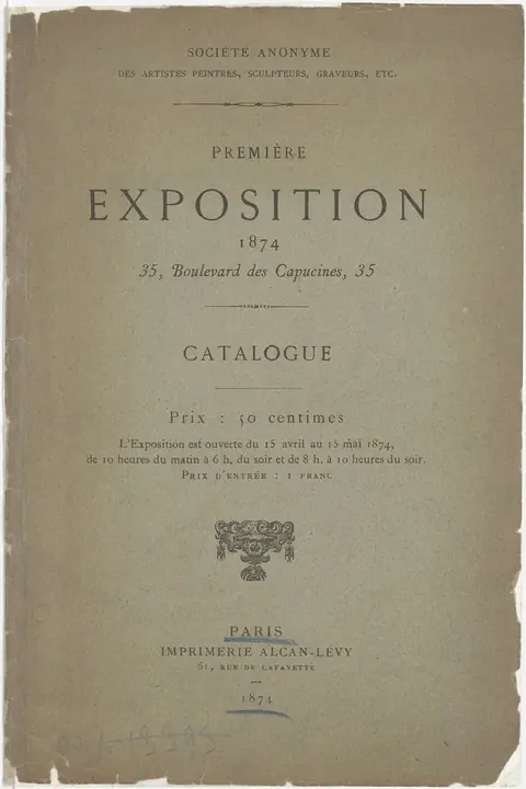Pirmosios impresionistų parodos katalogas, 1874